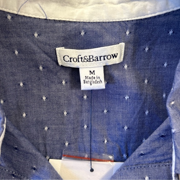 Women Medium Blue
Chambray Button-Down
Sleeveless Shirt Top Polka Dot cotton - Picture 4 of 9